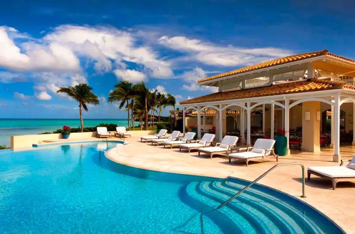 Pool and deck area at Jumby Bay