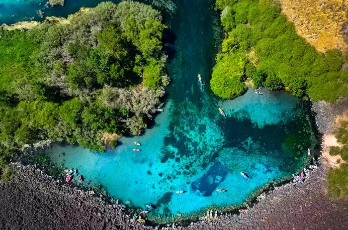 Aerial view of Blue Heart Springs in Idaho