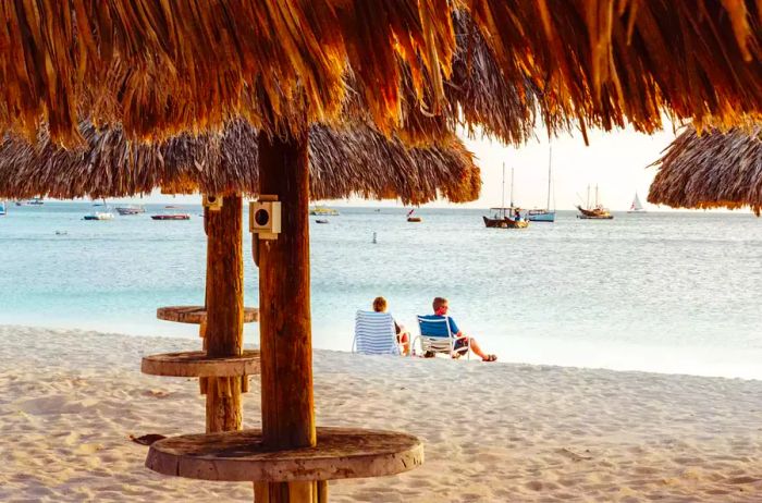 A couple enjoying the beach in Aruba