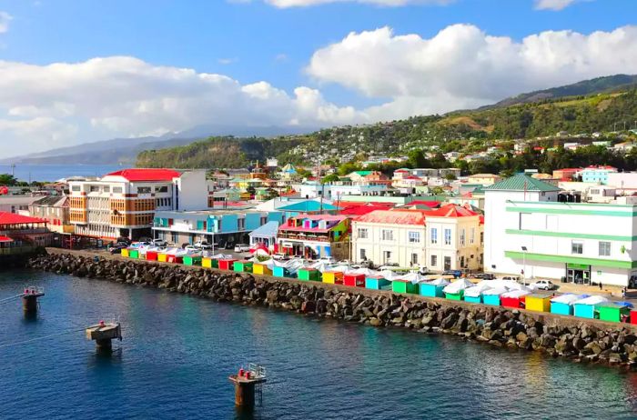 Images capturing the Caribbean atmosphere in and around Roseau, Dominica, taken in April 2023.