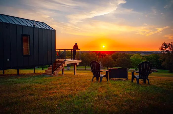 The exterior of the Meridian63° luxury camping micro cabins on Prince Edward Island