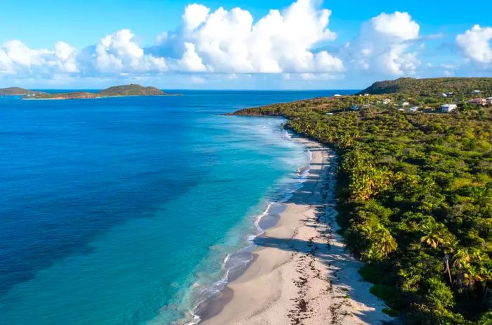 Bird's-eye view of a beach in Culebra