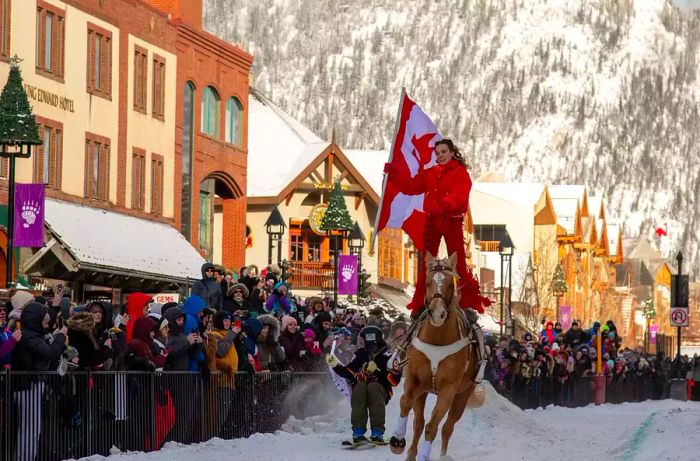 Experience the thrill of skijoring at the SnowDays festival in Banff.