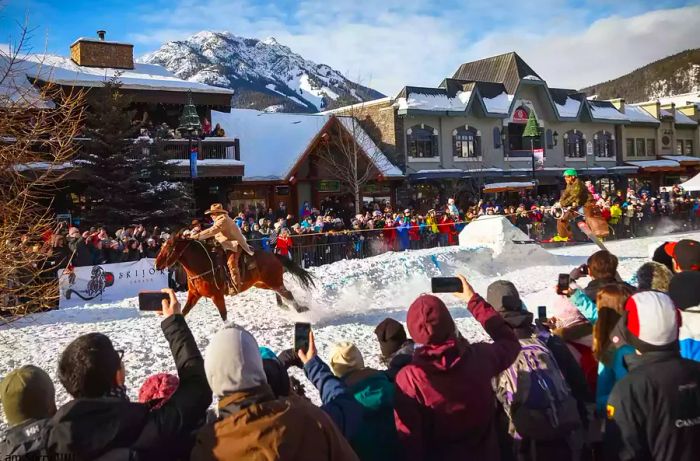 Experience skijoring at the SnowDays festival in Banff.