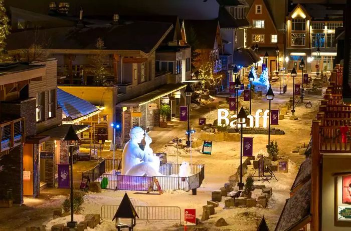 Aerial view of Banff National Park during the SnowDays festival in Banff.