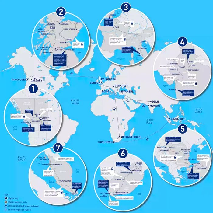 Map of Around the World in 80 Days by Luxury Train