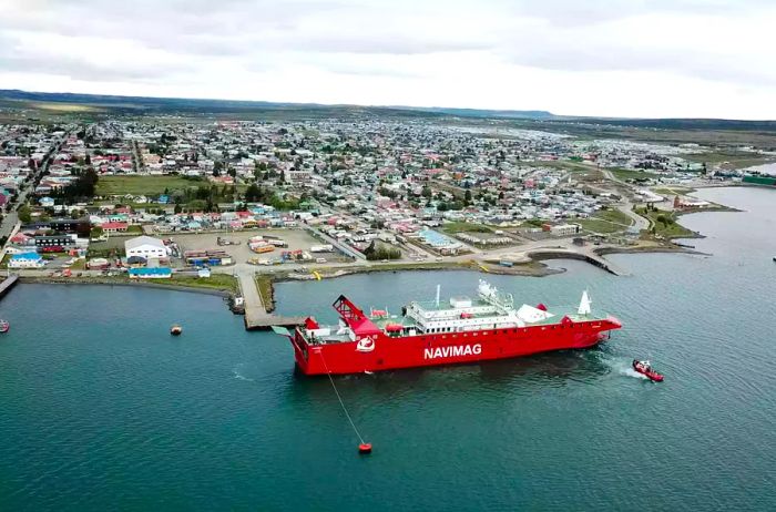 The Navimag vessel docked at port