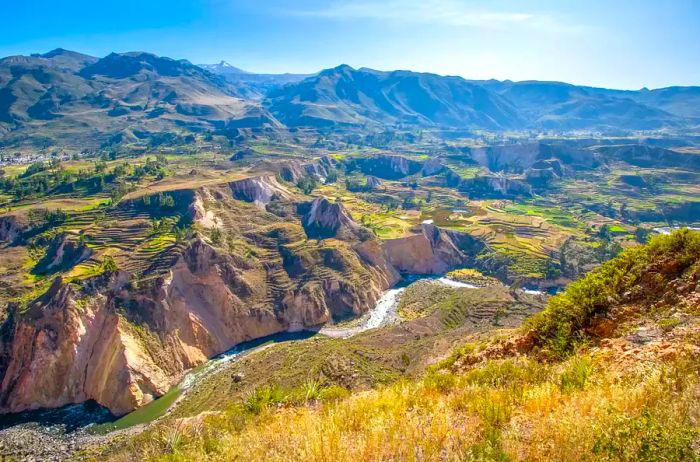 A breathtaking ridge-top view overlooking Colca Canyon in Arequipa, Peru.