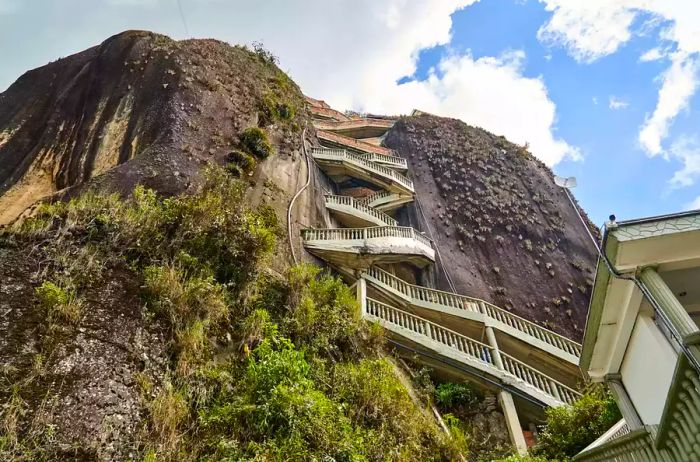 The Rock of Guatapé, also known as El Peñón de Guatapé, La Piedra, or El Peñol, is a notable inselberg in Colombia featuring a lengthy staircase leading to its summit.