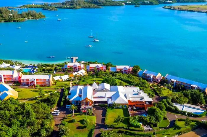 Aerial view of Grotto Bay