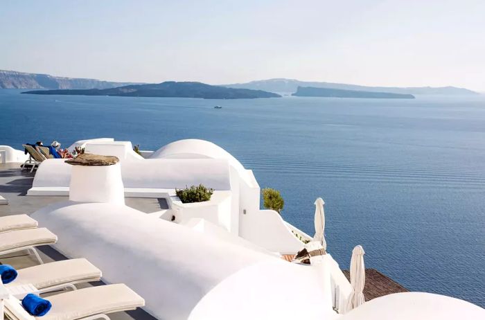 The iconic white structures of Katikies Santorini