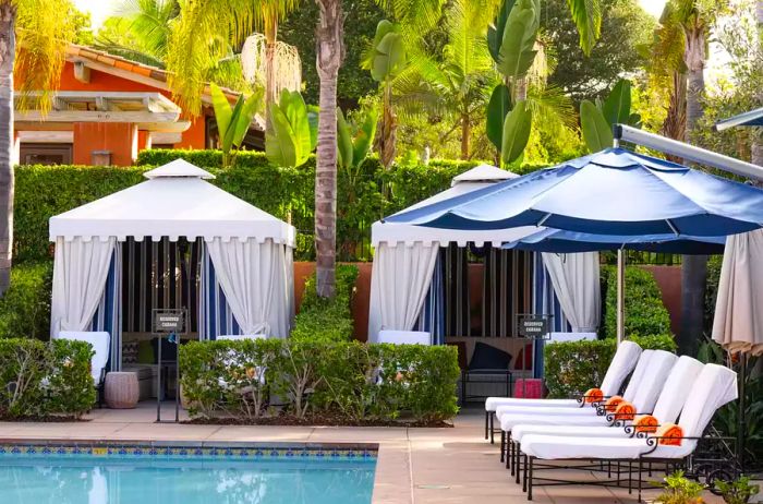 Poolside cabanas at the resort