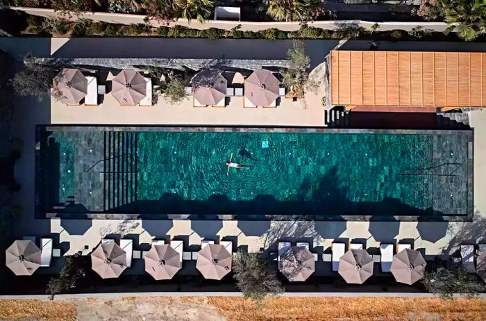 Pool at the Istoria Hotel in Santorini, Greece