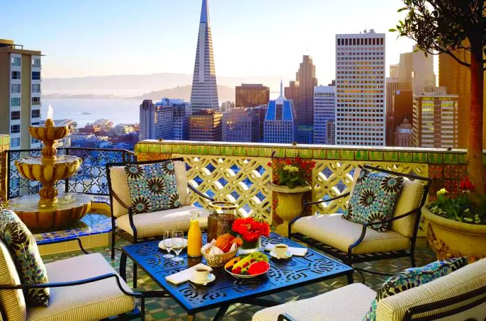 The balcony of the Fairmont San Francisco's Penthouse Suite.