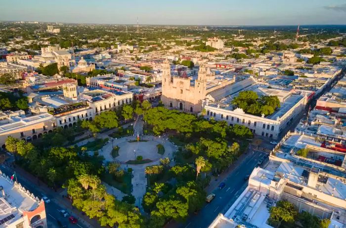 Aerial view of Merida's zocalo