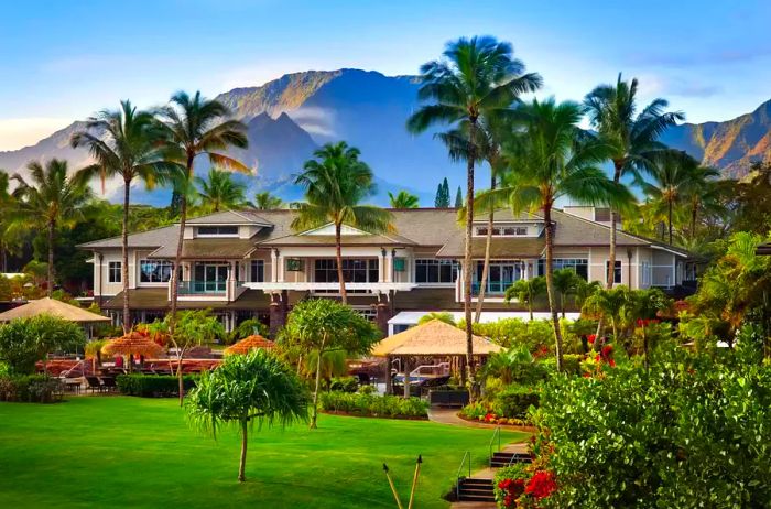 View of the exterior and grounds of The Westin Princeville Ocean Resort Villas