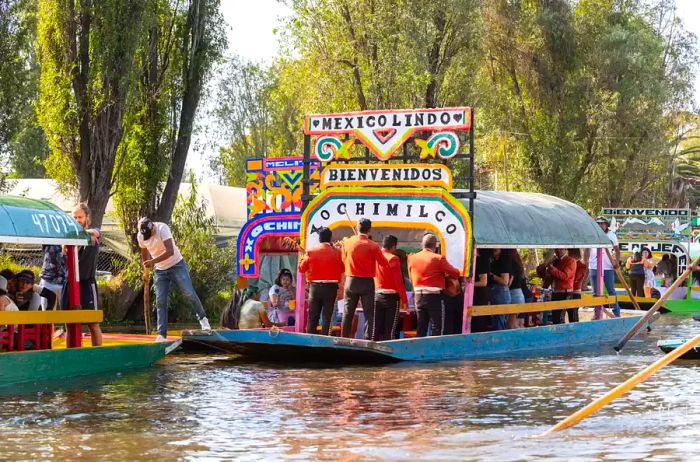 Vibrant boats at Xochimilco