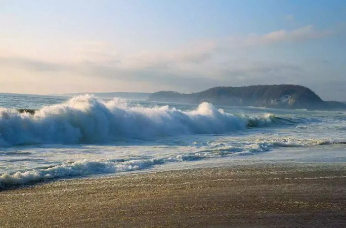 Waves crashing on the beach, Careyes, Mexico