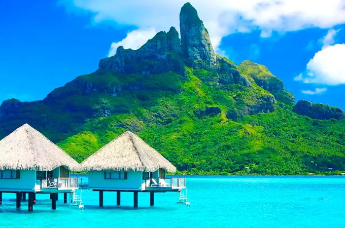 Overwater bungalows in Bora Bora