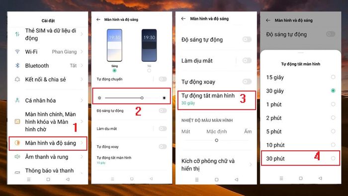 Kiểm tra tình trạng pin OPPO qua thời gian sáng màn hình