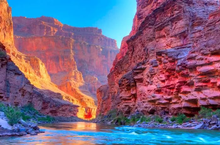 The inner Grand Canyon catching the first light of day.