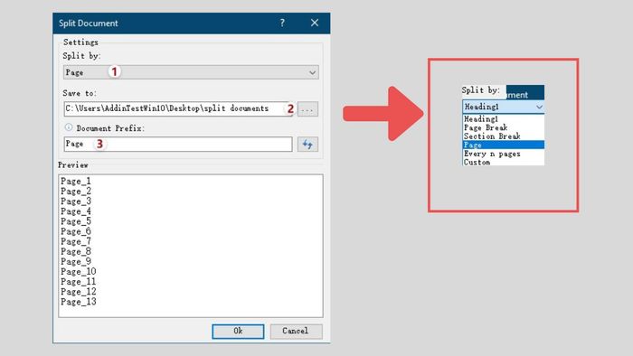 Hướng dẫn tách file Word thành các file con bằng Plugin Kutools - Bước 3