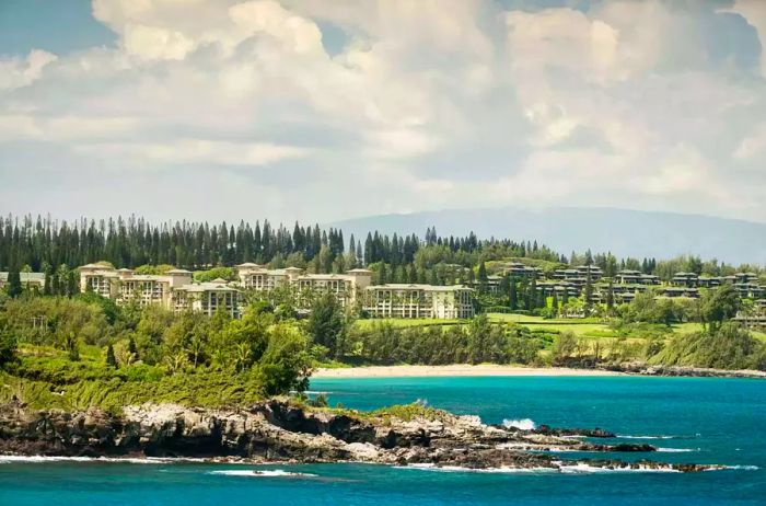 Exterior view of The Ritz-Carlton, Kapalua, perched on cliffs by the ocean