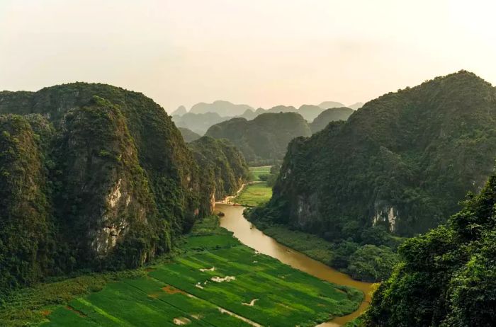 A river flowing through the hills of Vietnam