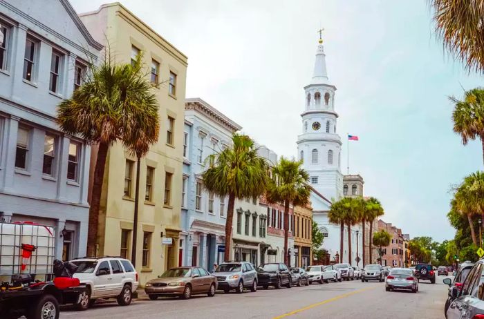 Iconic white church in Charleston