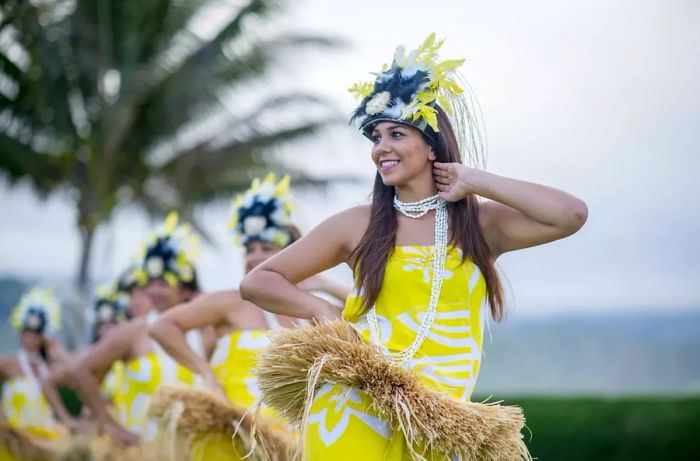 Woman Leading the Luau Performance