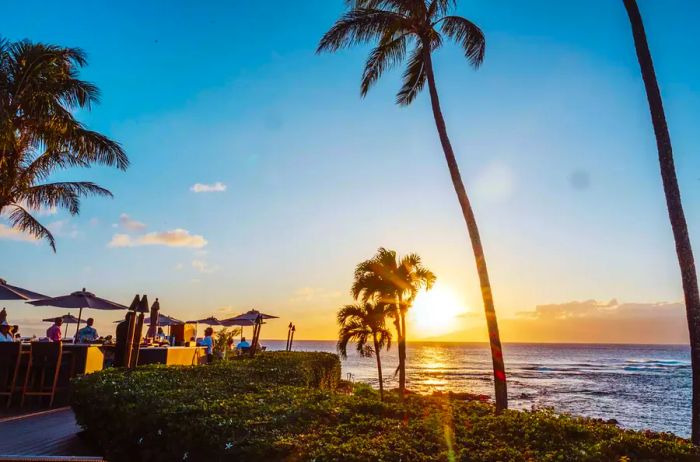 Enjoy sunset dining on the patio at Merriman's on Maui