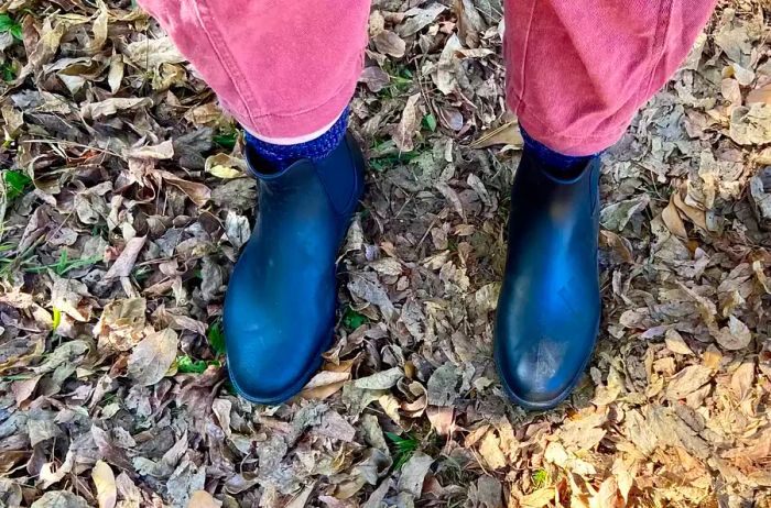 Individual wearing black Asgard Ankle Waterproof Chelsea Boots