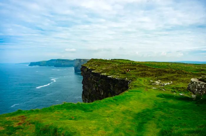 The winding coastline of the Cliffs of Moher