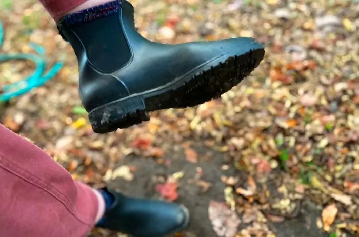 Individual wearing black Asgard Ankle Waterproof Chelsea Boots