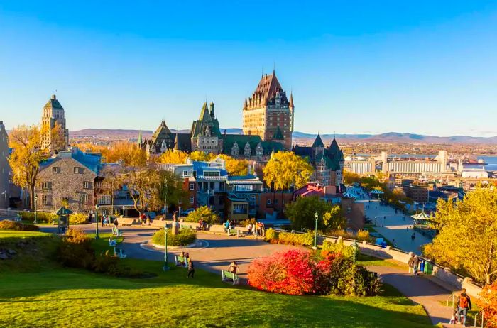 The Frontenac Castle in Old Quebec City during the stunning autumn season