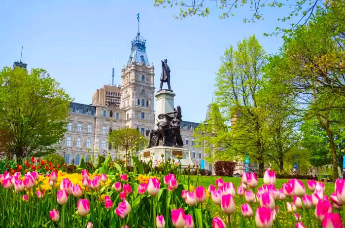 The Parliament Building in Quebec City bathed in the beautiful morning light during springtime