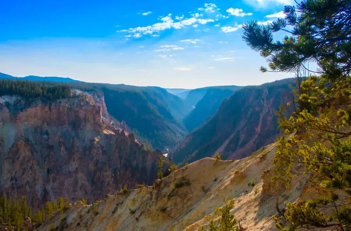 Scenic view of mountain peaks in Yellowstone