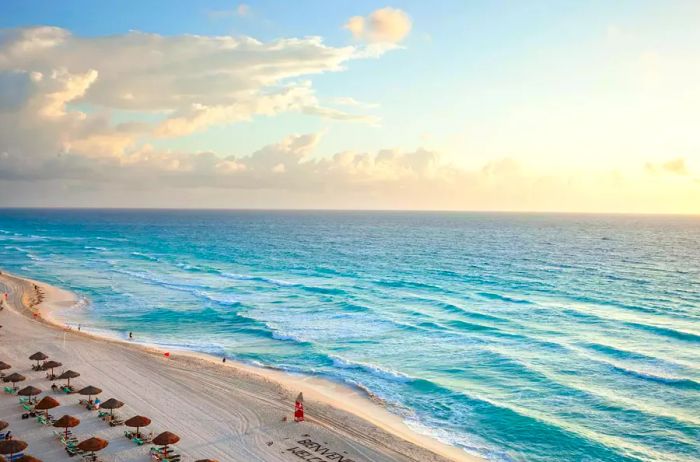 Morning view of Cancun's stunning beaches