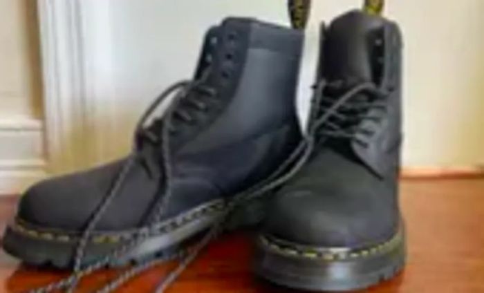 A frontal view of the Dr. Martens 1460 Trinity Wintergrip Waterproof Boots