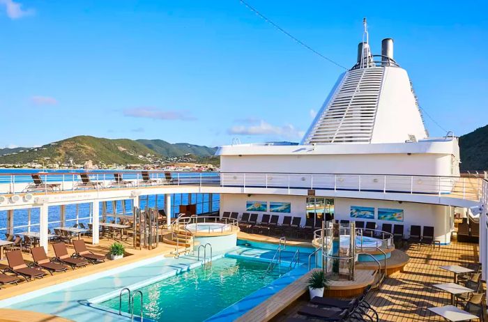 Pool deck on Silversea Cruises