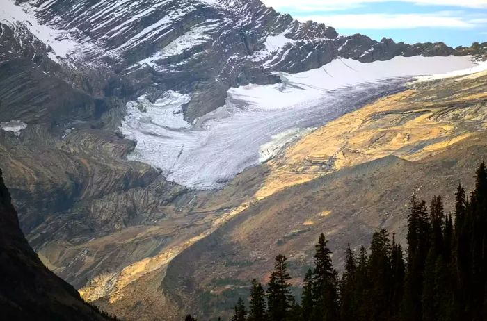 A retreating glacier in Glacier National Park, Montana