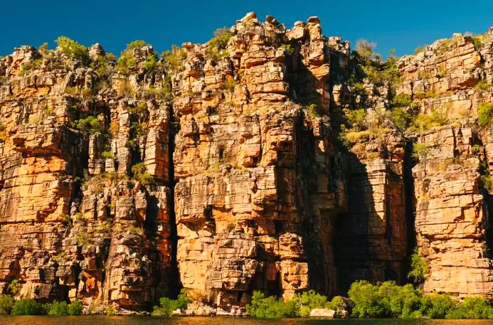 A cliff along the King George River in Australia