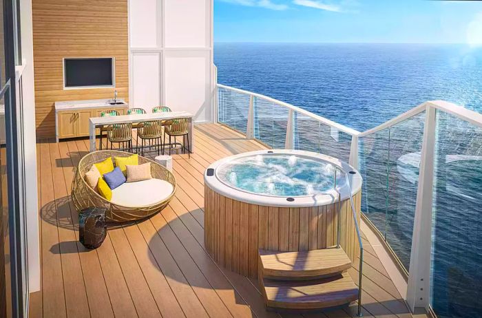 The balcony of the Royal Loft Suite on Royal Caribbean's Utopia of the Seas.