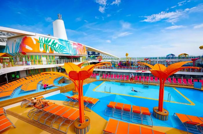 The pool deck of Royal Caribbean's Utopia of the Seas.