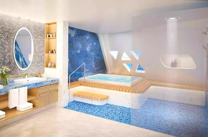 The bathroom of the Royal Loft Suite on Royal Caribbean's Utopia of the Seas.