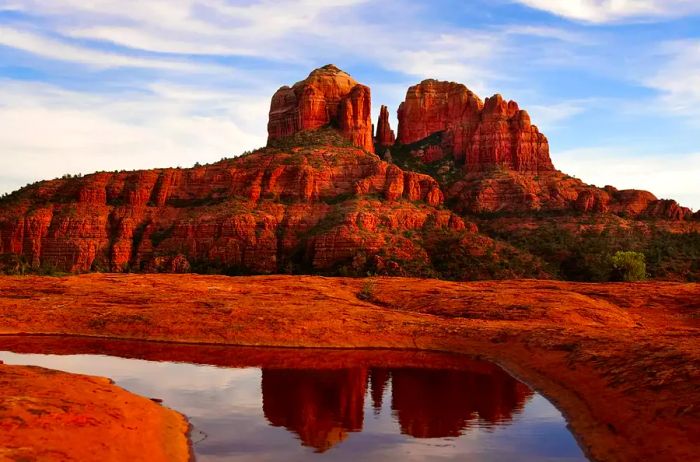 Cathedral Rock mirrored in the waters of Sedona, Arizona