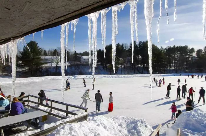 The West Brook Skating Rink in Biddeford welcomes visitors every day throughout the winter season