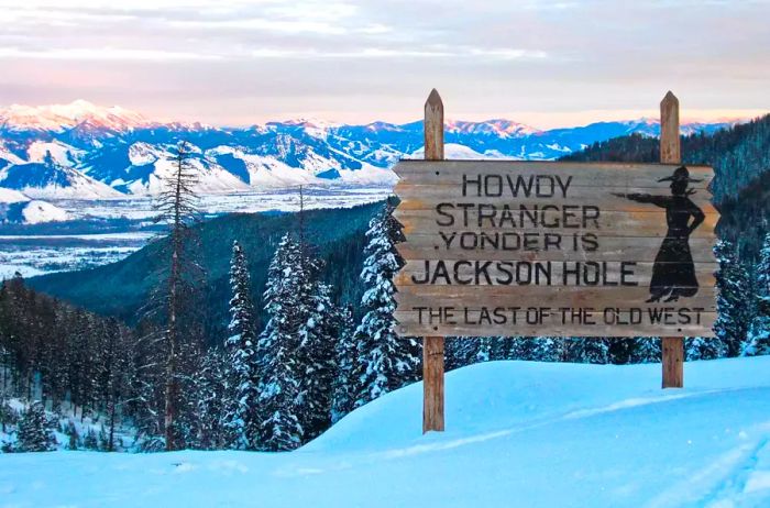 the welcoming sign of Jackson Hole perched atop Teton Pass