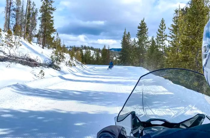 Snowmobiling in McCall, Idaho during winter