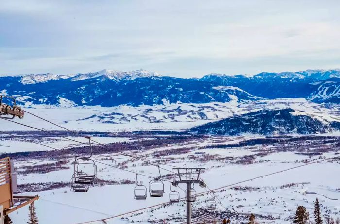 Ski lift offering views of the mountains in Jackson Hole, Wyoming